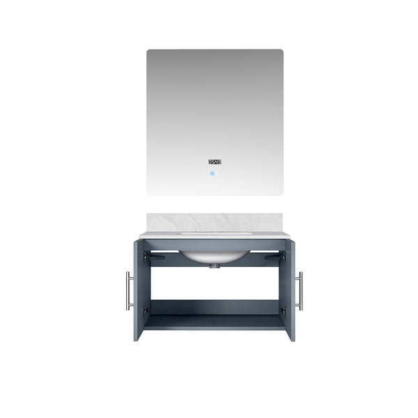 English Elm Dark Grey Bath Vanity With Carrara Marble Top & Led Mirror - Modern Design For Stylish Bathrooms B2731S00662