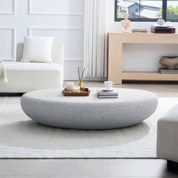 English Elm 55.12''fiberglass Elliptical Coffee Table Faux Stone Matte Finish Low Profile Living Room W2582P407289