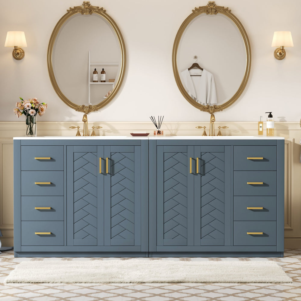 English Elm 72'' Bathroom Vanity With Ceramic Sink - Stylish Freestanding Set, Solid Wood Frame, Ample Storage & Modern Design N710SS00015C