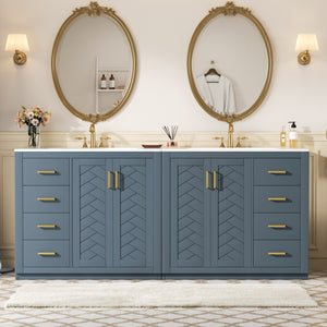 English Elm 72'' Bathroom Vanity With Ceramic Sink - Stylish Freestanding Set, Solid Wood Frame, Ample Storage & Modern Design N710SS00015C