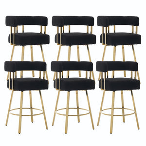 English Elm Ts Teddy Fleece Accent Chair Set of Two with Gold Square Legs for Glam Modern Spaces Black+Gold W2311P412749