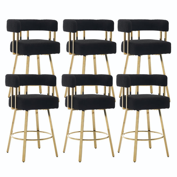 English Elm Ts Teddy Fleece Accent Chair Set of Two with Gold Square Legs for Glam Modern Spaces Black+Gold W2311P412749