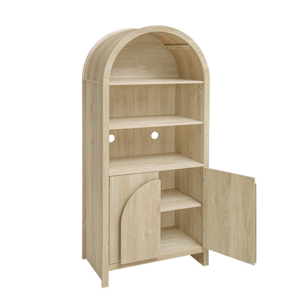 English Elm Arched Modern Farmhouse Storage Cabinet With Adjustable Shelves For Kitchen, Living Room & More W688P278910