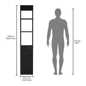 English Elm Parks Linen Bathroom Storage Cabinet Tall 70.8" High Black Engineered Wood with 6 Shelves, Adjustable B200P188843