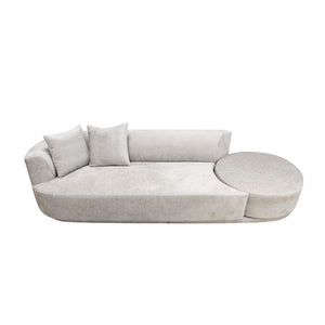 Pasargad Amalfi Design Sofa With Swivel Ottoman & 2 Pillows – Versatile Comfort In Beige Upholstery Beige Poly Fabric Pdy-22093