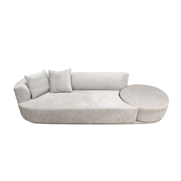 Pasargad Amalfi Design Sofa With Swivel Ottoman & 2 Pillows – Versatile Comfort In Beige Upholstery Beige Poly Fabric Pdy-22093