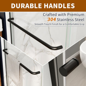 English Elm 50in. Barn Style Sliding Shower Door Matte Black Anodized Frame with Tempered Clear Glass W637123851