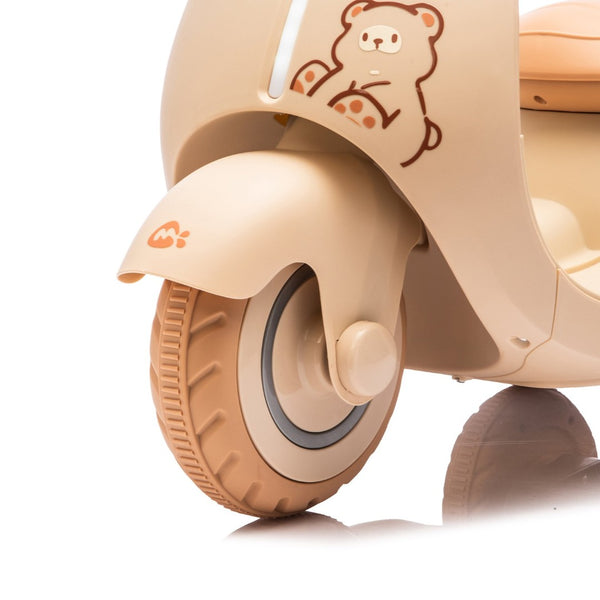 English Elm 12v Kids Electric Tricycle Toddler Ride on Scooter Wooden Handle Parental Remote Control Beige W1578P381432
