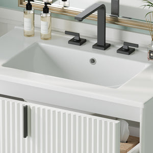 English Elm Christopher Knight Home® - 30" Freestanding Bathroom Vanity With Fluted Design, Ceramic Sink & Soft-Close Drawers For Style N817P288931W