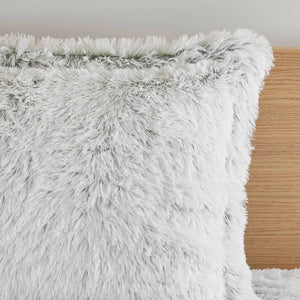 English Elm 3 Piece Shaggy Faux Fur Comforter Set Plush Lodge Style Hypoallergenic Bedding White+Green B035P319584
