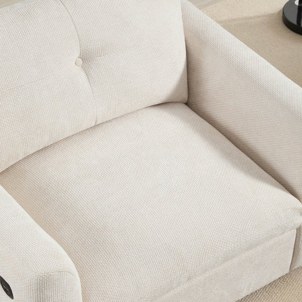 English Elm 42*33" Single Sofa Armchair with Wide Seat, Tufted Chenille, High-Density Foam, Dual USB Charging Ports, Luxe Comfort for Living Rooms Beige N723P305133A
