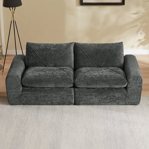English Elm Modern Chenille Sectional Sofa with Foot Extension Low Profile Living Room Comfort Dark Gray W3396P463874
