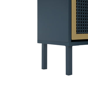 English Elm 3 Metal Door Shoe Rack Freestanding Double Shelf Honeycomb Metal Rattan Effect Anti-Slip Feet 47.22"x16.99"x7.57" W68849315