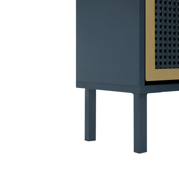 English Elm 3 Metal Door Shoe Rack Freestanding Double Shelf Honeycomb Metal Rattan Effect Anti-Slip Feet 47.22"x16.99"x7.57" W68849315