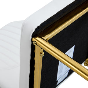 English Elm Luxury White Pu Dining Chair Set Of 4 - Modern High Resilience Seating With Gold Metal Legs & Style W1151P282689