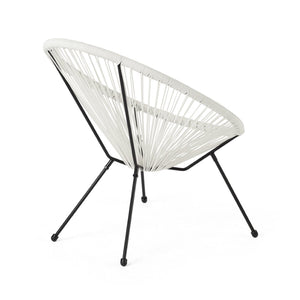 English Elm Anson Outdoor Accent Chairs Set of 2 Woven Rattan Basket Seat Patio Lounge Pair White N773P404950W