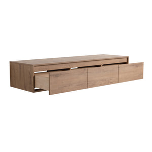 English Elm 60" Wall-Mounted Bathroom Vanity in Imitative Oak with 3 Soft-Close Drawers, Scratch & Water-Resist W999P290398