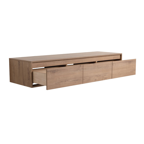 English Elm 60" Wall-Mounted Bathroom Vanity in Imitative Oak with 3 Soft-Close Drawers, Scratch & Water-Resist W999P290398