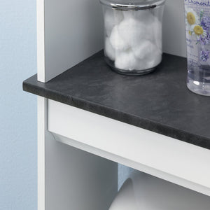 English Elm Etagere, White finish - Moisture-Resistant Engineered Wood Bathroom Shelf with Adjustable Shelves & Cabinet (39.88x15.87) B356P402790