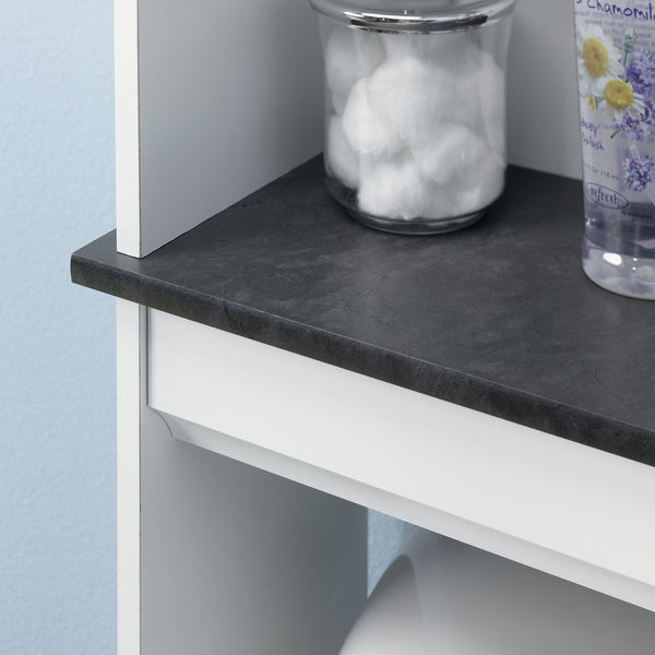 English Elm Etagere, White finish - Moisture-Resistant Engineered Wood Bathroom Shelf with Adjustable Shelves & Cabinet (39.88x15.87) B356P402790