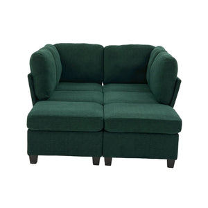English Elm UNITED Modular 6-Seat Sectional Sofa with Removable Ottoman, Storage Compartments, Convertible Comfort Emerald W1568S00244