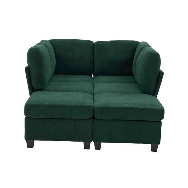 English Elm UNITED Modular 6-Seat Sectional Sofa with Removable Ottoman, Storage Compartments, Convertible Comfort Emerald W1568S00244
