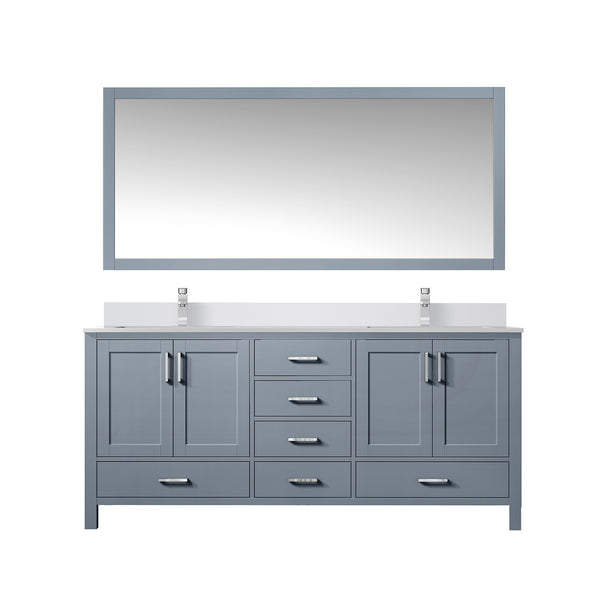 English Elm Dark Grey Double Bath Vanity Set With White Quartz Top, Chrome Faucet & 58" Mirror For Elegance B2731S00993