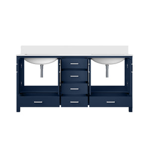 English Elm Navy 72" Double Bath Vanity 22" D with White Quartz Top — Solid Wood, Soft-Close Drawers, Ample Storage B2731P258928