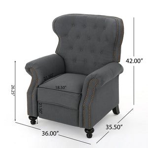 English Elm Christopher Knight Home® - Accented Push Back Recliner Chair with Rolled Arms and Copper Accents, Plush Cocooning Support, Sturdy Design Charcoal 57337.00F