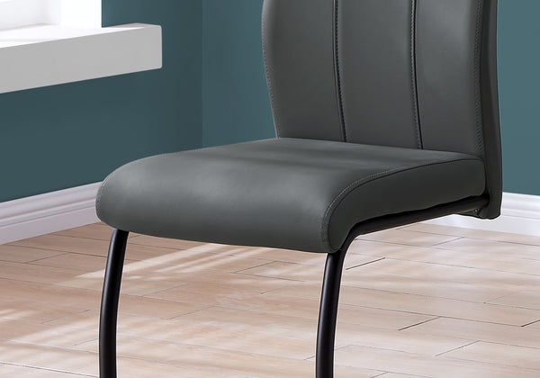 English Elm Dining Chair Set Of 2 - Modern Upholstered Grey Faux Leather With Black Metal Base For Dining Room B2710P218826