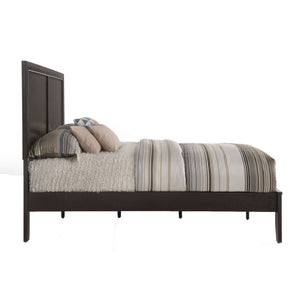 English Elm Espresso Classic Panel Bed with Rectangular Headboard, Raised Molding Trim, Tapered Wood Legs, Box Spring Ready B062S00476