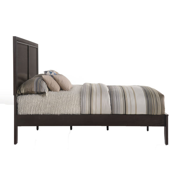 English Elm Espresso Classic Panel Bed with Rectangular Headboard, Raised Molding Trim, Tapered Wood Legs, Box Spring Ready B062S00476