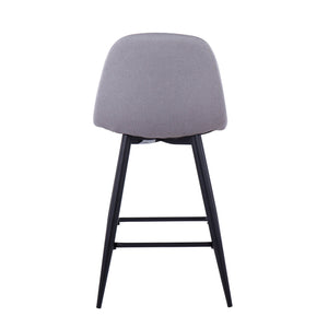 English Elm Pebble Mid-Century Modern Counter Stool Set of 2 with Upholstered Seat, Black Metal Tapered Legs, Sleek Design Grey B202P221751