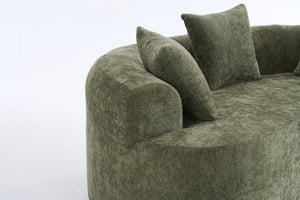 English Elm Crescent-shaped Chenille Loveseat Low Profile Curved Sofa for Modern Living Rooms Green W5188P450355