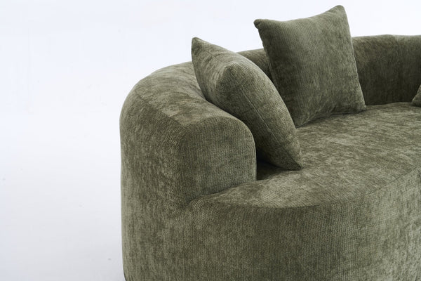 English Elm Crescent-shaped Chenille Loveseat Low Profile Curved Sofa for Modern Living Rooms Green W5188P450355