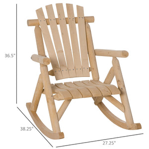 English Elm Outsunny Rustic Adirondack Rocking Chair For Relaxation - Elegant Wooden Design For Patios & Gardens W2225P217108-GIGA
