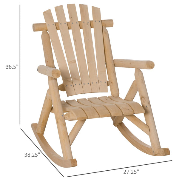 English Elm Outsunny Rustic Adirondack Rocking Chair For Relaxation - Elegant Wooden Design For Patios & Gardens W2225P217108-GIGA