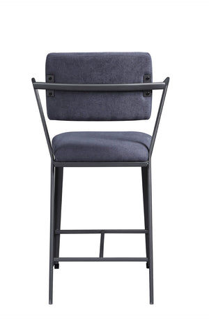 English Elm Cargo Industrial Counter Height Chairs Gray Cushioned Gunmetal Iron Frame Set of 2 B2726P448752