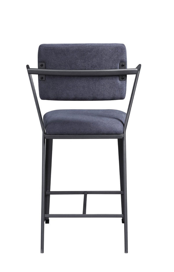 English Elm Cargo Industrial Counter Height Chairs Gray Cushioned Gunmetal Iron Frame Set of 2 B2726P448752