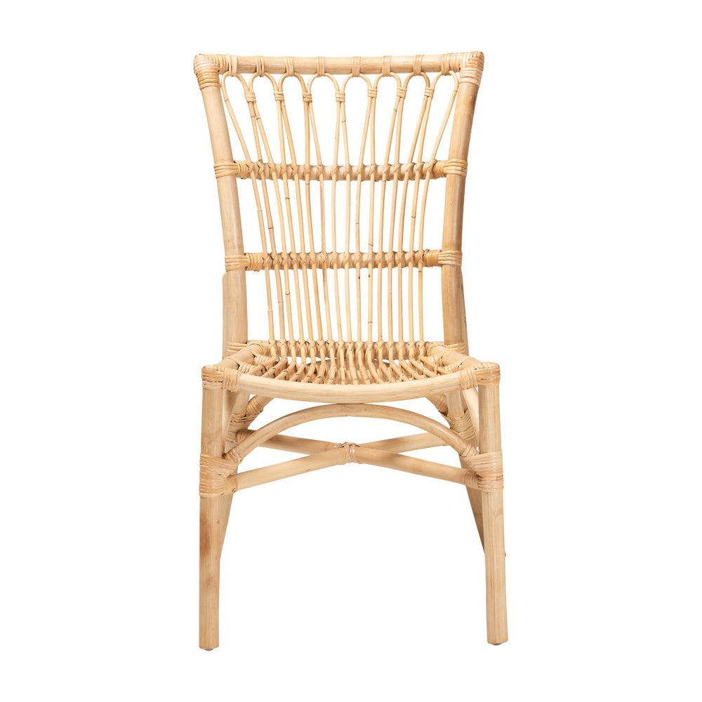 English Elm Modern Rattan Dining Chair with Curved Open Back and Sculptural Crisscross Base B2750P470044
