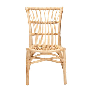 English Elm Modern Rattan Dining Chair with Curved Open Back and Sculptural Crisscross Base B2750P470044