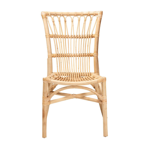 English Elm Modern Rattan Dining Chair with Curved Open Back and Sculptural Crisscross Base B2750P470044