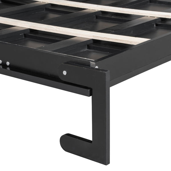 English Elm Queen-size Murphy Wall Bed with Led Ambient Lighting Usb Outlet and Graphic Panel Black LP000357AAB