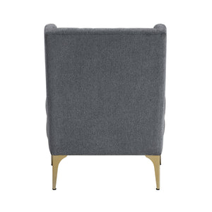 English Elm Modern Luxury Chenille Upholstery Wingback Accent Chair with Diamond Stitching, Gold Metal Legs and Reversible Cushion for Durable Comfort and Style Dark Gray 32.5 L x 28 W x 19 H B011P308541