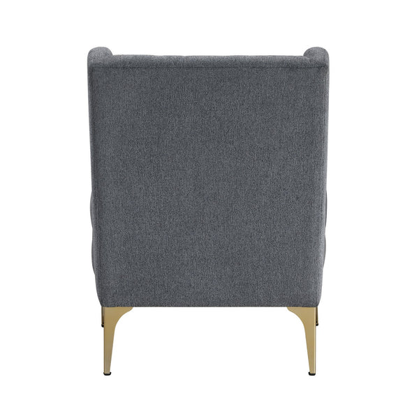 English Elm Modern Luxury Chenille Upholstery Wingback Accent Chair with Diamond Stitching, Gold Metal Legs and Reversible Cushion for Durable Comfort and Style Dark Gray 32.5 L x 28 W x 19 H B011P308541