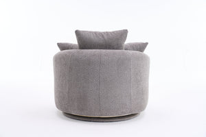 English Elm 360° Swivel Chair upholstered barrel accent chair with plush high-resilience foam and pillows for comfort Gray W2231P261425
