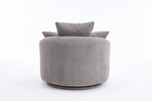 English Elm 360° Swivel Chair upholstered barrel accent chair with plush high-resilience foam and pillows for comfort Gray W2231P261425