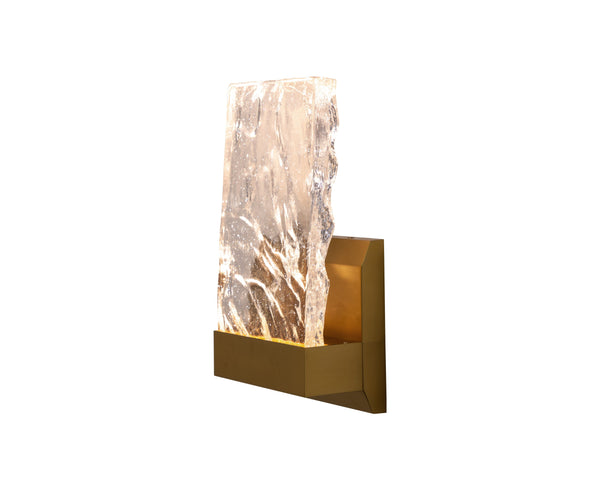 Sunpan Indira Sconce - Elegant Thick Cast Glass with Brushed Gold Base for Stunning Indoor Illumination