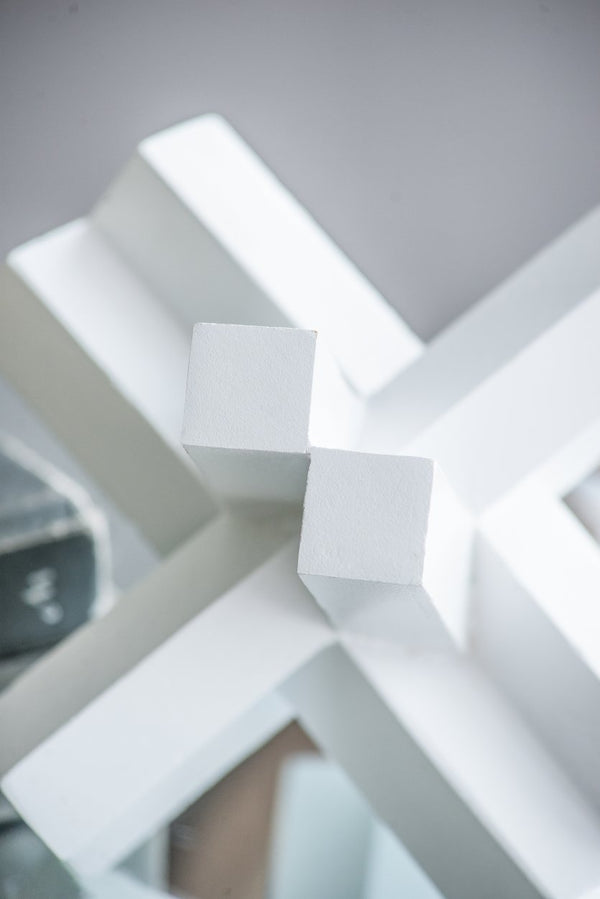 English Elm S/3 Modern Matte White Wooden Jack Sculptures — Minimalist Tabletop Trio Centerpiece for Decor W2078P391073