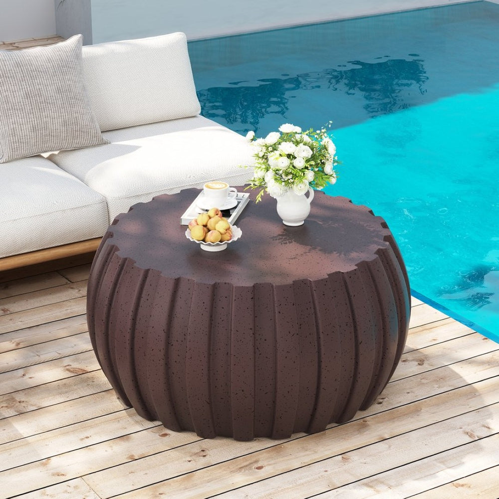 English Elm 35.43" Square Mgo Cement Coffee Table Weatherproof Indoor Outdoor Low Profile Modern Brown W757P387434